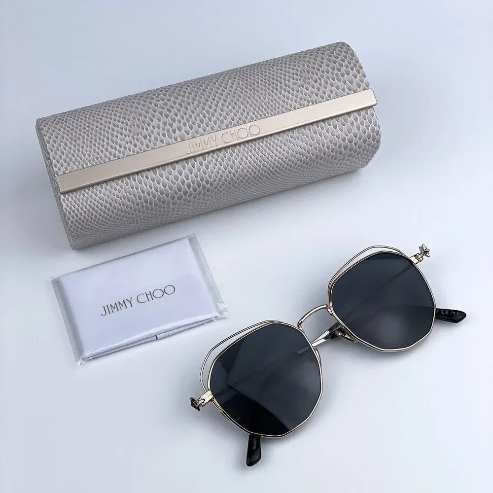 SALE! NEW Jimmy Choo FRANNY/S J5G Gold Dark Gray Round Steel Women Sunglasses
